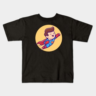 Cute SuperHero Flying Cartoon Kids T-Shirt